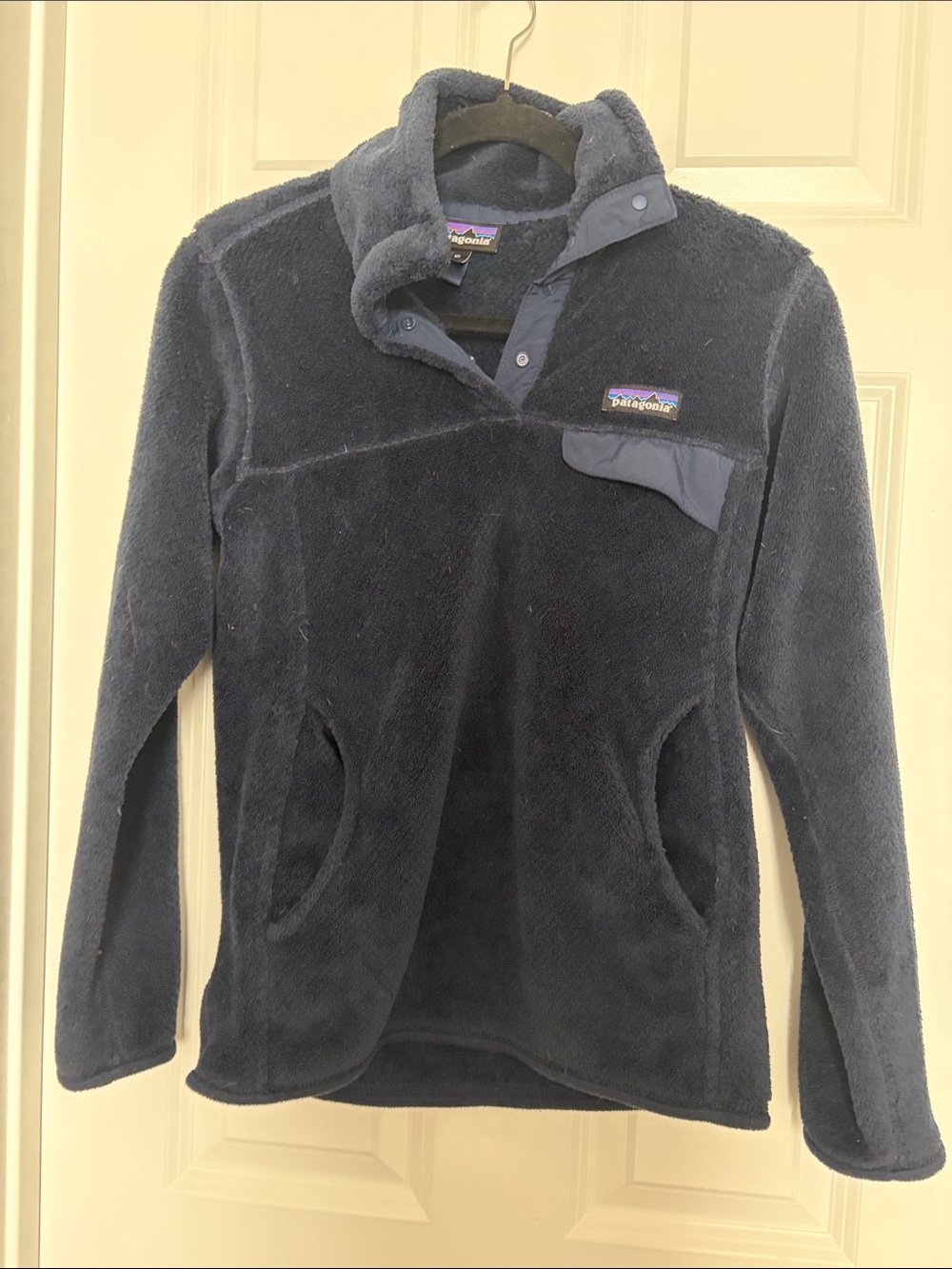 Patagonia Womens /kids Dark Navy Zip-Up Fleece Pullover